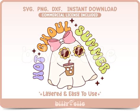 Hot Ghoul Summer Svg Cut Girly Ghost Png Easy Fall Layered Cricut Files Spooky Summer Cute