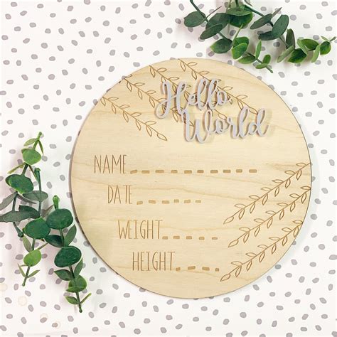 Hello World Baby Announcement Plaque A Beautiful Sign