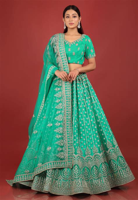 Sea Green Net Circular Lehenga Choli