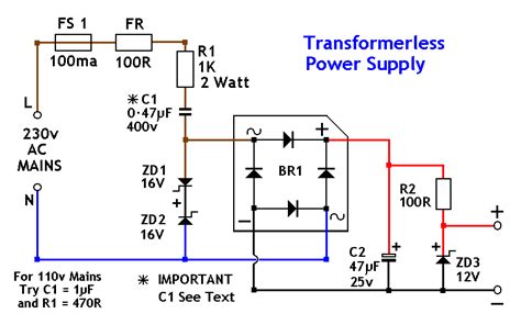 Transformerless Power Supply Circuit Diagram Simple Transf