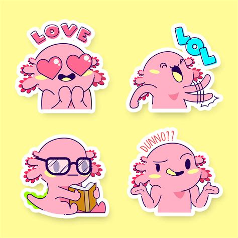 Schattige Axolotl Sticker Vector Set 3430152 Vectorkunst Bij Vecteezy