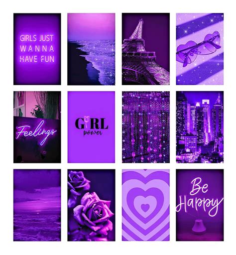 Neon Purple Aesthetic Photo Wall Collage Kit Etsy
