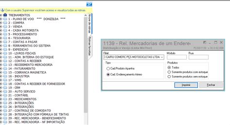 Wint Como Emitir Um Relat Rio De Mercadorias De Um Endere O Rotina