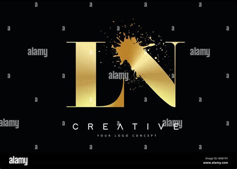 LN L N Letter Logo With Gold Melted Metal Splash Vector Design