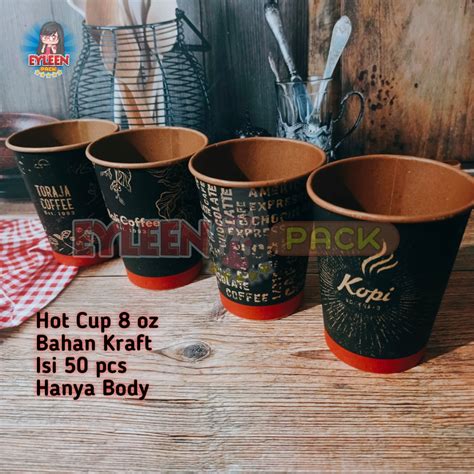 Jual Paper Hot Cup Kraft Oz Motif Isi Pcs Gelas Kopi Kertas Shopee Indonesia