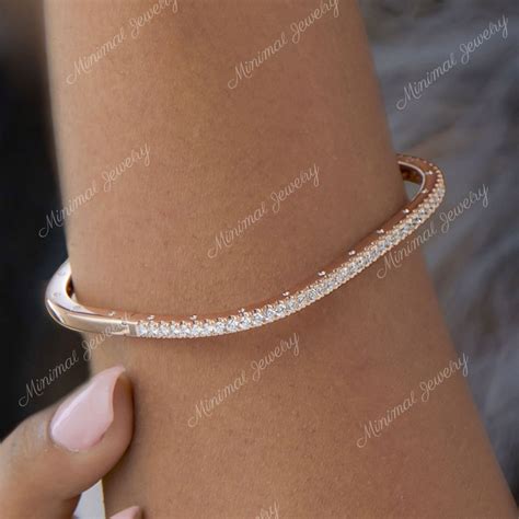 Moissanite Tennis Bracelet 10k 14k Solid Gold Bracelet Dainty