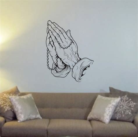 PRAYING HANDS Wall Decal Sticker Religious God Jesus Amen