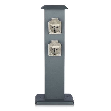 Outdoor Socket Pole Dark Grey Ip44 4 Sockets