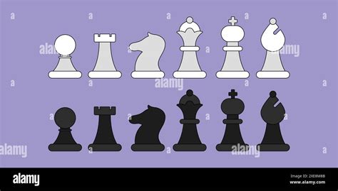 Chess Pieces Vector Icons Set Chess Board Game Pieces Horse Pawn