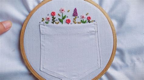 How To Embroder Flower On Pocket Tutorial Hand Embroidery For