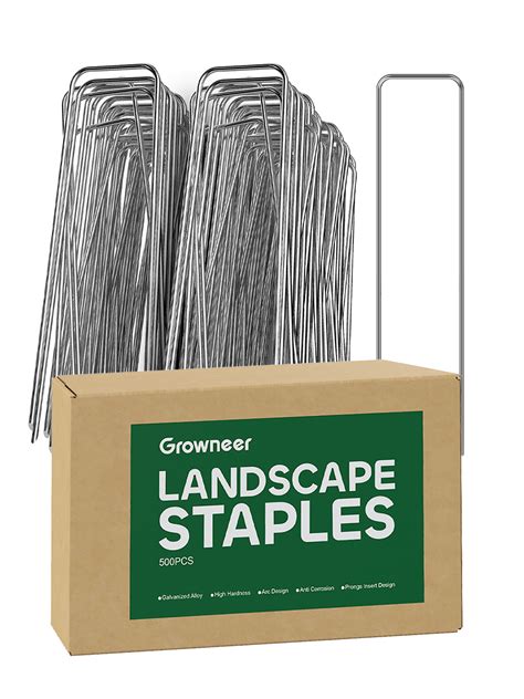 GROWNEER Landscape Staples Anti-Rust, 6 inch 500pcs Galvanized Garden ...