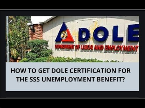 Sss Unemployment Benefit How To Get Dole Certification Youtube