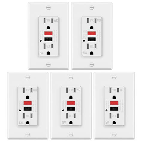 Electeck 5 Pack Gfci Outlets 15 Amp Outdoor Weather Resistant Wr