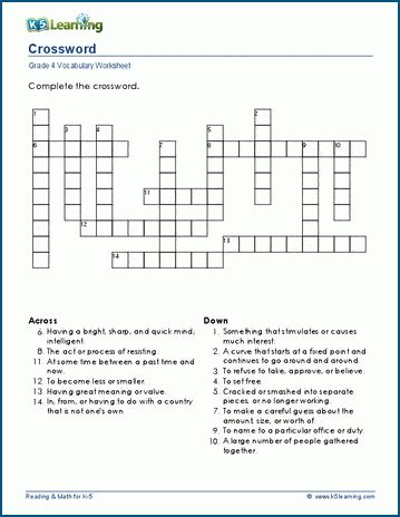 Crosswords Worksheets For Grade K Learning