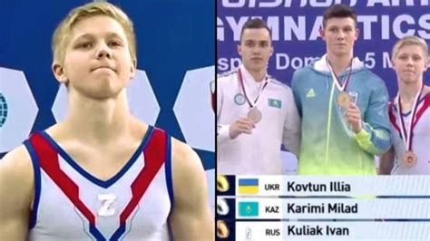 Russian Gymnast Wears Z Symbol On Podium Next To Ukrainian Athlete