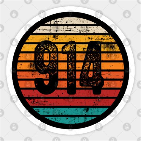 Distressed Vintage Sunset 914 Area Code 914 Area Code Sticker