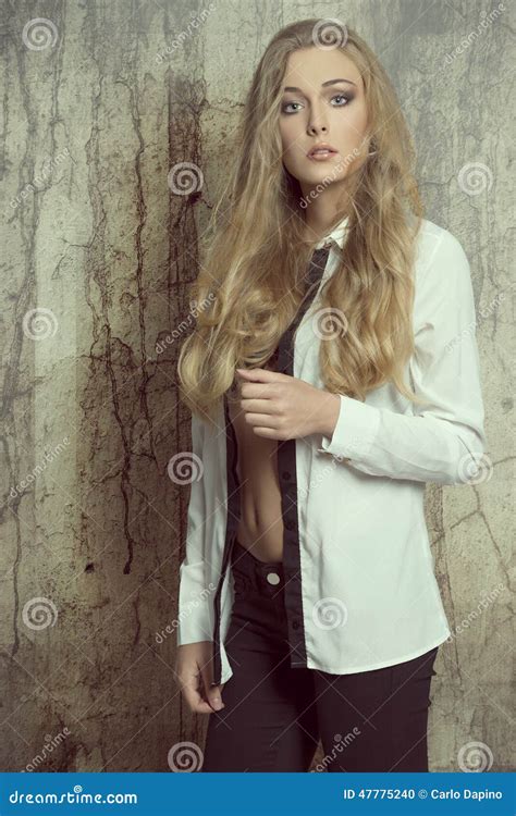 Girl With Open Shirt Stock Photo Image Of Beauty Black