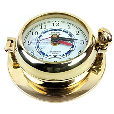 Nagina International Premium Polished Brass Times Clock Porthole Openable Pirates Decorative