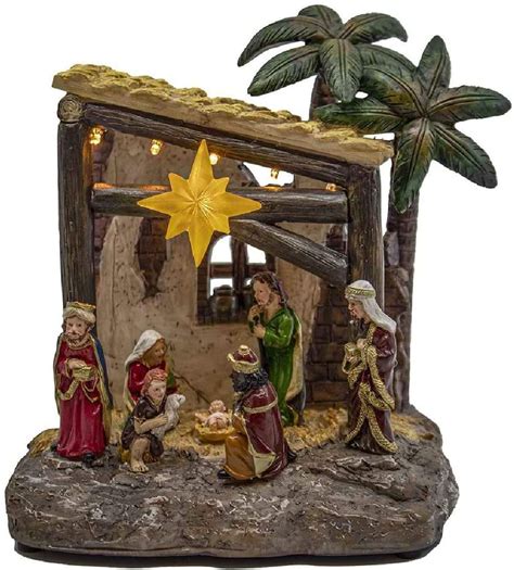 Multi Adler 19 Inch Battery Operated Light Up House With Nativity Scene