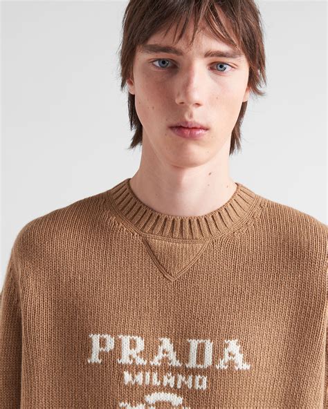 Camel Brown Wool And Cashmere Crew Neck Sweater Prada