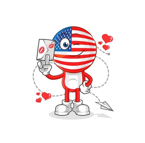 Premium Vector America Hold Love Letter Illustration Character Vector