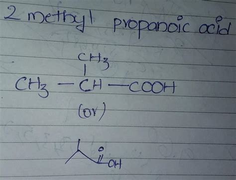 What Is The Molecular Structure Of 2 Methyl Propanoic Acid Brainly In