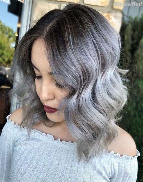 44 Pretty Grey Hairstyle Ideas For Women Addicfashion Blue Grey Hair