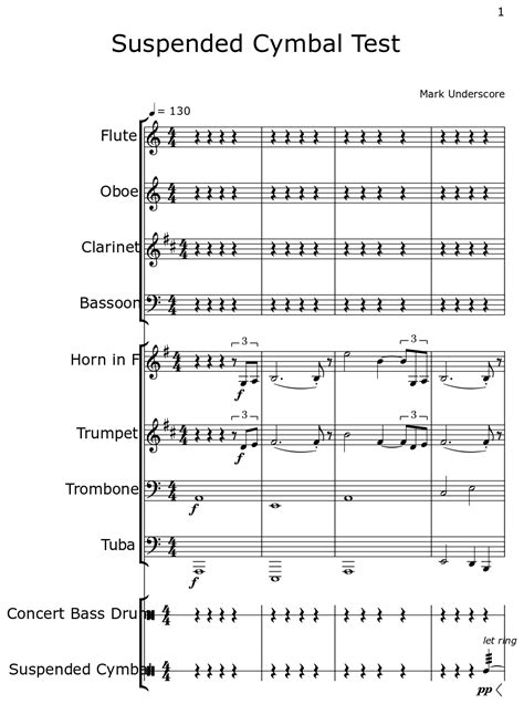 Suspended Cymbal Test - Sheet music for Flute, Oboe, Clarinet, Bassoon ...