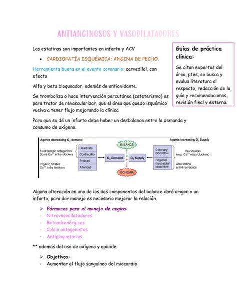 Antianginosos Y Vasodilatadores Manuela Herrera M UDocz