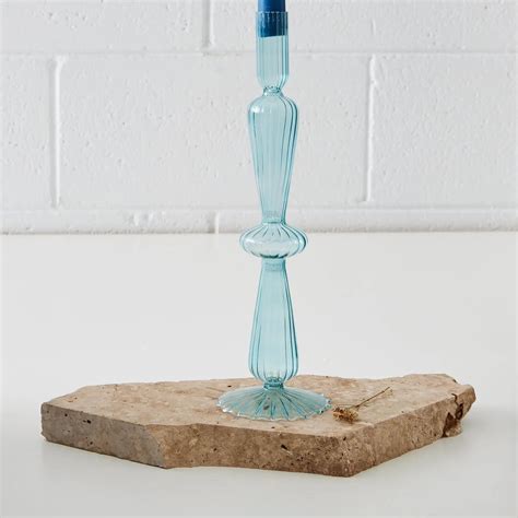 Taper Glass Candle Holder Blue Rugs A Million