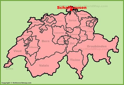 Schaffhausen location on the Switzerland map - Ontheworldmap.com