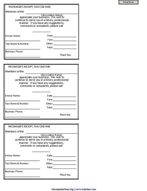 Taxi Receipt Template 2 Pdfsimpli