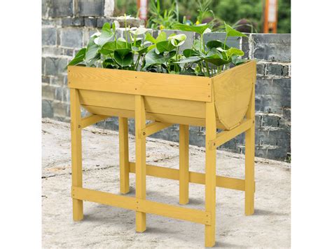 Costway Raised Wooden V Planter Elevated Vegetable Flower Bed Free