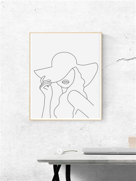 Woman Line Art Simple Prints Minimalist Home Decor Etsy Canada