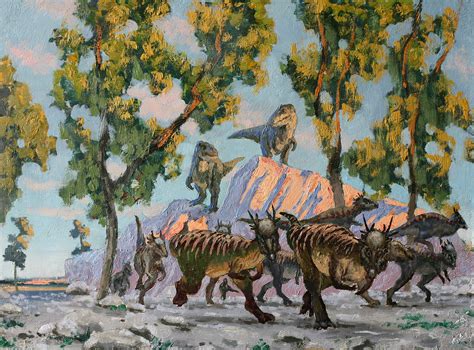 Artstation Frightened Herd Of Pachycephalosaurs