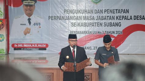 Pemkab Subang Kukuhkan Kepala Desa Perpanjangan Masa Jabatan