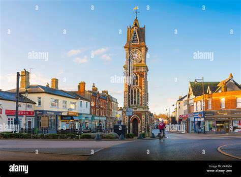 Newmarket Suffolk Blick Auf Die Queen Victoria Jubilee Clock Tower Am