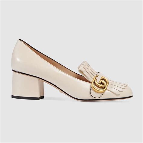 Gucci Women Leather Mid Heel Pump 5 1 Cm Heel White LULUX