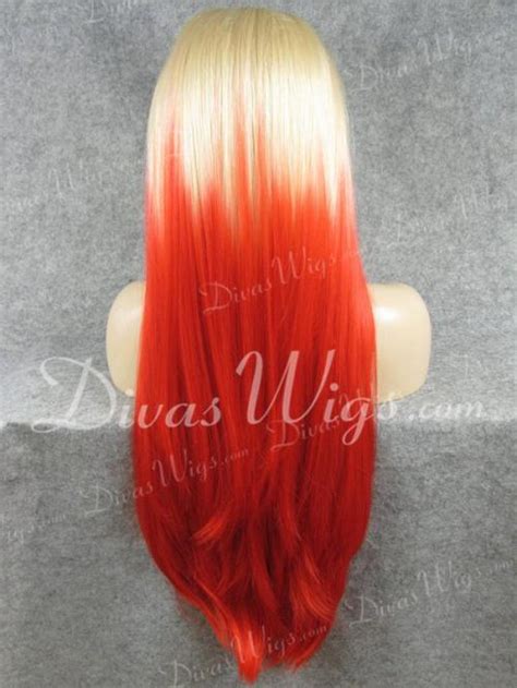 Blonde Ombre Red Straight Synthetic Lace Wig Sy Synthetic Lace Front Wigs DivasWigs