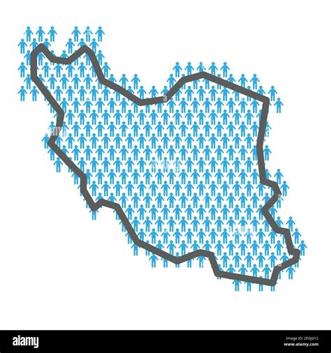 Iran Population Map Country Outline Made From People Figures Stock