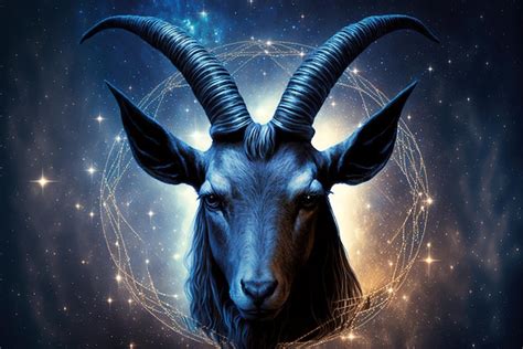 Premium Photo Zodiac Sign Of Capricorn Head Of Goat With Magic Light