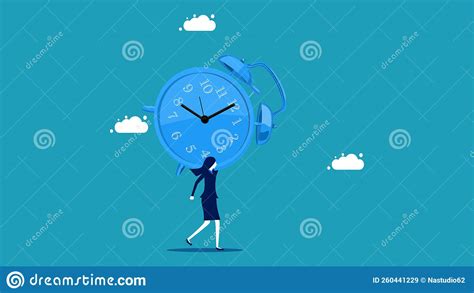 Lots Of Time Businesswoman Holding A Big Clock Stock Vector Illustration Of Manager Urgent