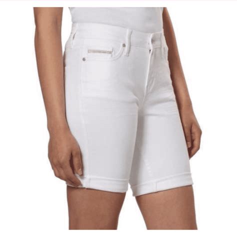Calvin Klein Women Cuffed Hem Bermuda Denim Short 8white Light