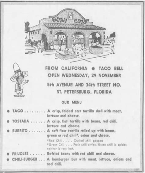 Vintage Taco Bell Menus And Ads From The Good Old Days Rare