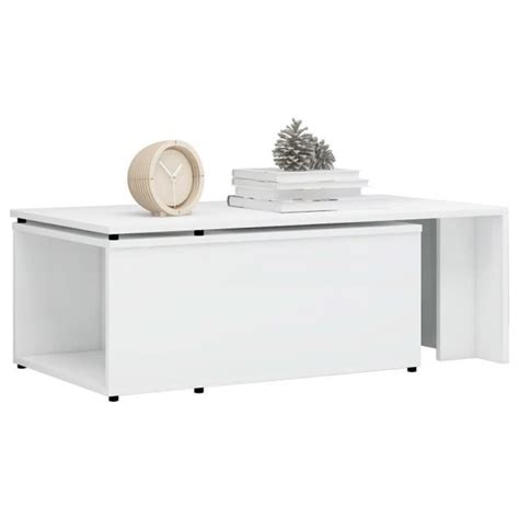 Zerodis Table basse Blanc brillant 150x50x35 cm Aggloméré RE388