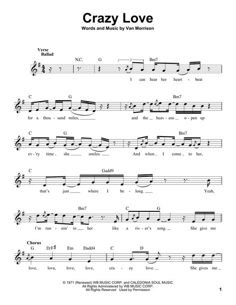 Crazy Love Pro Vocal Print Sheet Music Now