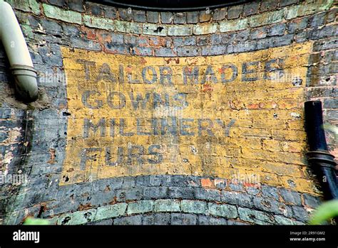 Vintage Hand Painted Building Sign Tailor Mades Gowns Millinery Furs