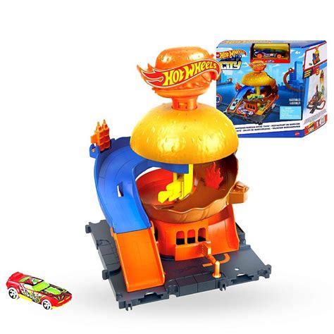 Hot Wheels Pista City Downtown Drive Thru Lanchonete de Hambúrgueres bebrands oficial