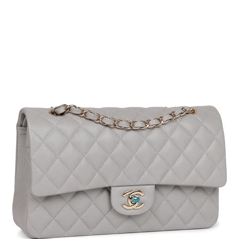 Chanel Grey Quilted Caviar Medium Classic Double Flap Bag