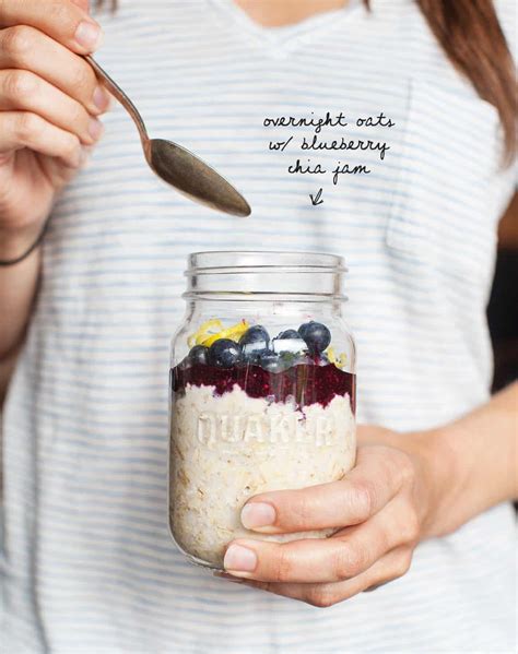 Overnight Oats With Blueberry Chia Jam Recipe Love And Lemons